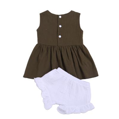 China Quality Casual Pleasant Summer Sleeveless Solid 2 Pieces Set Newborn Baby Clothes Outfit Set for sale