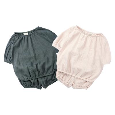 China Baby Boy And Girl Summer Casual Muslin Cotton Sleeve T-shirt Shirt + Short PP Shorts Canvas Clothes for sale