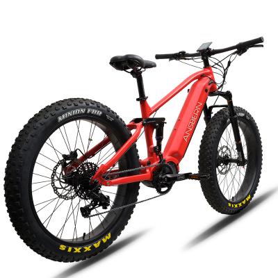 China Hot Sale Fat Tire 48V 1000W Mid Drive Aluminum Alloy Full Suspension Electric Mountain Bike Ebike/Emtb for sale