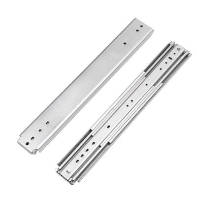 China 3 Fold+Full Extension Heat Press Stainless Locking Drawer Slides Rails For Tracking Heavy Industrial Aluminum Alloy Bead Strip Slide Track for sale