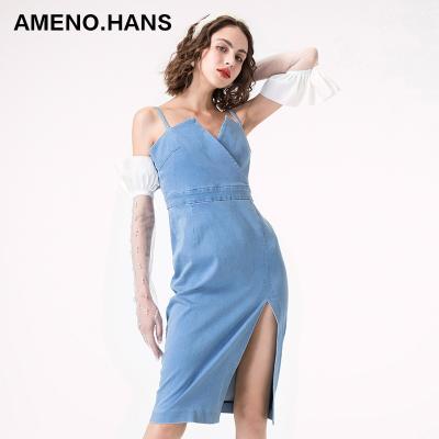 China Anti-static 2022 Fashion Women's Clothing Summer Mini Bodycon Imitated Denim Dress for sale