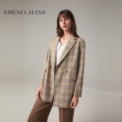 China Anti-wrinkle China Factory Top Quality Fashion Blazer Coat Breathable Coat Women Casual Plaid Suit Jacket for sale