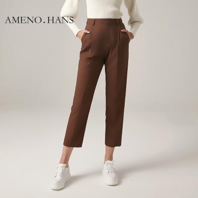 China 2021 Anti-wrinkle Women Clothes High Waisted Cut Pants Elegant Women Office Pencil Pants for sale