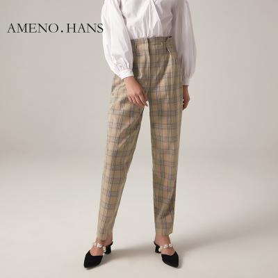 China 2022 High Quality Women Anti-Wrinkle Pants High Waist Drop Pants For Women Plaid Pants Casual Loose Trousers for sale