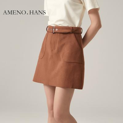 China 2022 high waisted leather suede leather skirt autumn skirt female anti-static winter mini skirt sexy bottom streetwear women for sale