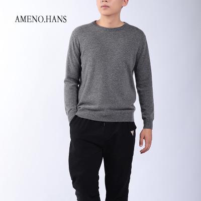 China Custom Gray Soft Knitted Long Sleeved Wool Sweater Knit T-Shirt For Men for sale