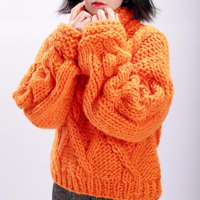 China Fashion Anti Shrink Hand Knitted Heavy Chunky Sweater Women for sale