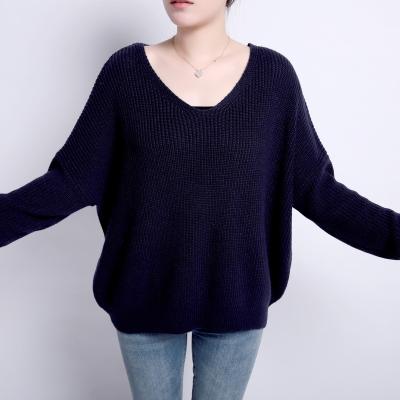 China Ameno anti-shrinkage. Hans Wholesale Large V-Neck Loose Edge Women's Irregular Pullover Sweater for sale