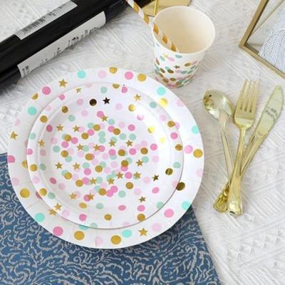 China Recyclable colorful paper plate children's parent-child handmade diy activities paper plate disposable paper plate birthday party for sale