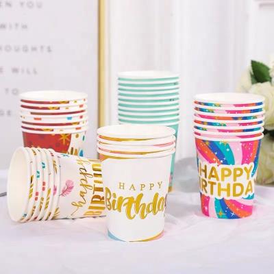 China Recyclable Biodegradable Happy Birthday Party Supplies One Time Use Paper Plates And Paper Cups Decorations for sale