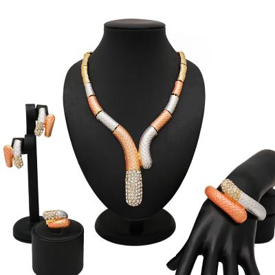 China TRENDY 18k Gold Jewelry Sets African Jewelry Sets Women Jewelry Sets In Stock Items CJ1023 for sale