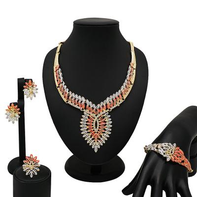 China TRENDY 2020 18k Gold Jewelry Sets African Jewelry Sets Women Jewelry Sets In Stock Items CJ1020 for sale