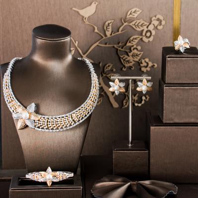 China Luxury Brazilian Jewelry Set Crystal Jewelry Set Cubic Zirconia Gold Jewelry Set for sale