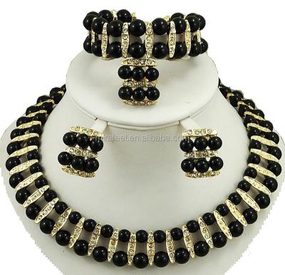 China Trendy Black African Beads Jewelry Set Nigerian Wedding for sale