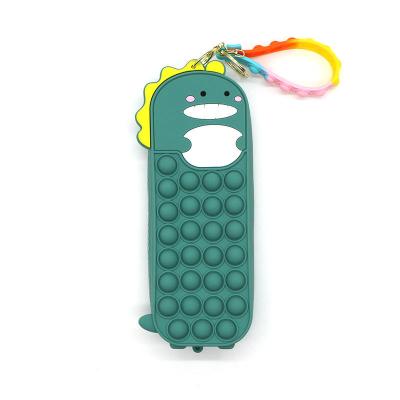 China Schools & Offices Small Silicone Bubble Decompression Dinosaur Zipper Pencil Case for sale