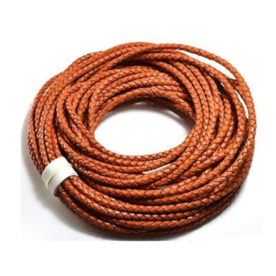 China Mestylish Customized Genuine Leather Cord 12x6mm Vintage Leather Braided Black Brown For Bracelet DIY Jewelry Making for sale