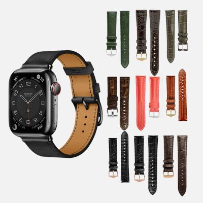 China Fanshion Double Plated Stainless Steel PU Wood Leather Strap Logo Waterproof Mens Quartz Copy 21mm For Apple Watch for sale