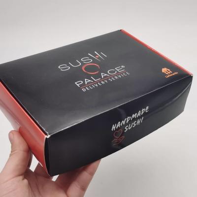 China Custom Size 300g 350g Food Grade White Cardboard Paper Packaging Box For Sushi for sale