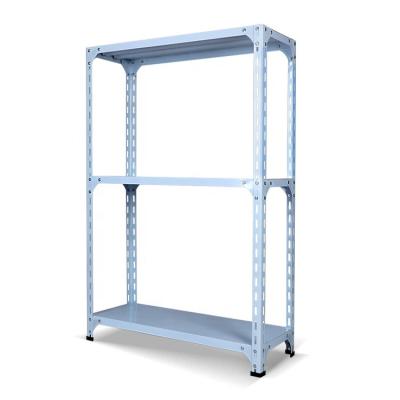 China Corrosion Protection Light Duty Slotted Steel Angle Rack Light Display Shelving for sale