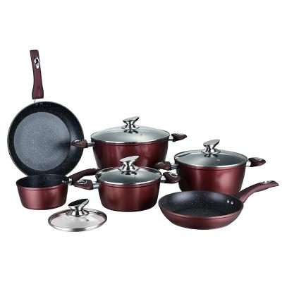 China Non Viable Wholesale Stick Home Pot Frying Pan Kitchen Aluminum Cookware Set for sale