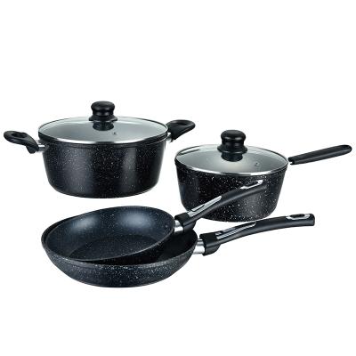 China 2021 Selling Kitchen Ware Cooking Pot Cookware Set Hot Stick Forged Aluminum Cookware Non Viable for sale