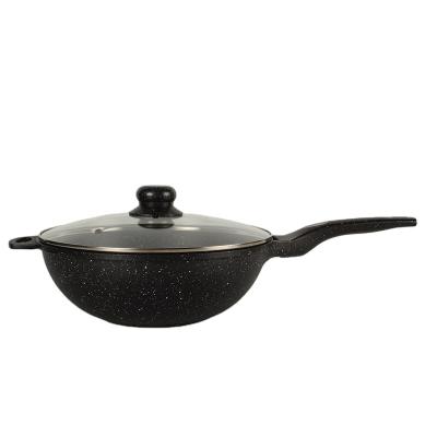 China Durable Professional High Quality Die Cast Frying Pan Non Stick Chinese Wok Pan With Glass Cover for sale