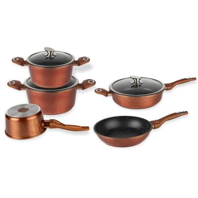 China 2021 Sustainable Cookware Set Cook Utensils Cooking Set Pot Pan Aluminum 8pcs Non Stick Kitchen Gadgets for sale