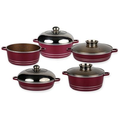 China Sustainable Hot Sale 9 Pcs Kitchenware Eco-Friendly Non Stick Universal Cookware Cooking Pot Set for sale