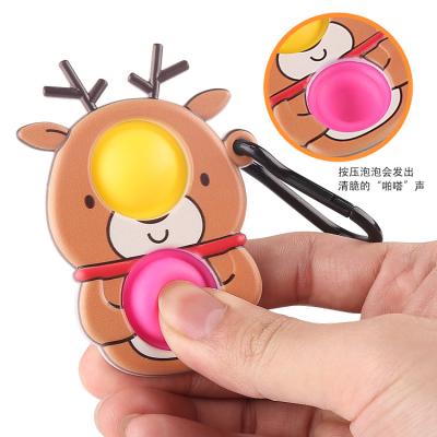 China Toy Factory Hot Sale New Funny Educational Christmas Gift Wiggle Sensory Toys Squeeze Bubble Key Chain Squeeze Decompression Toy Silicone Keyring for sale