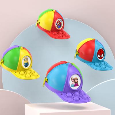 China Toy Factory Wholesale Cute Mini Silicone Cartoon Funny Educational Hat Shaped Coin Wallet Kids Stress Relieve Push Bubble Noise Coin Purse for sale