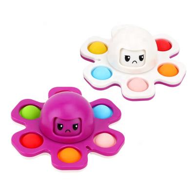 China Eductional Preschool Toys Stress Reliever Face Change Stirs Key Chain Double Side Push Bubbles Toy Reversible Flip Face Off Octopus Shaker Spinner for sale