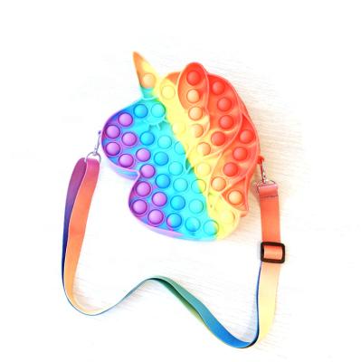 China Hot selling Silicone Amazon unicorn shape stirrer bag silicone bubbles stir bag for kids adults for sale