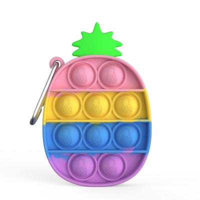 China Toy Wholesale Portachiavi Silicone Mini Push Pineapple Llavero Funny Noise Educational Bubble Mini Wiggle Sensory Keychain Toy for sale