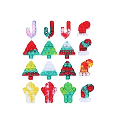 China Toy On Sale Style Silicone Funny Educational Sensory Toys Push Bubble Noise Christmas Shaking Person Toys Jump Key Chain for sale