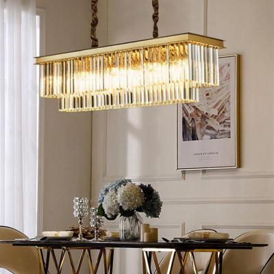 China Modern square and round golden colgante de lampara dorada modern crystal lampen chandeliers led hanging lamperie pendant light for shop for sale