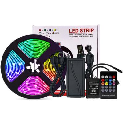 China Reactive IP20 IP65 12V 5050 RGB Music Sync Controller 30 LED 5M 10m Color Changing Led Strips Light Kit With 20 Keys Controller for sale