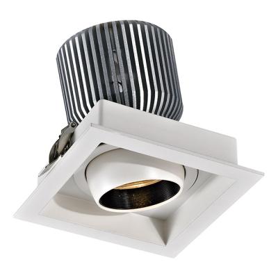 China OEM Square 1X30W 2X30W Adjustable Indoor Aluminum Cob Led Spot Down Light Recessed Ceiling Led Grill Light Lamp Grille Lighting for sale