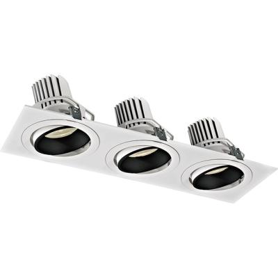 China Modern Australian Anti-Glare Standard Three Heads Square Ceiling Lux Focos Led Lamp Grille Downlight Recessed Mounted Spot Light for sale