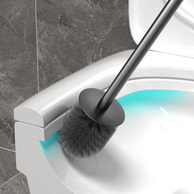 China Bathroom Modern Economic Rust Free Aluminum Wall Mounted Black Toilet Brush Holder for sale