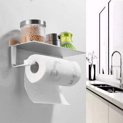 China Wall Mounted Paper Roll Holder 304 Stainless Steel Cell Phone Holder Modern Punch Free Toilet Roll Paper Box Toilet Paper Towel Holder for sale