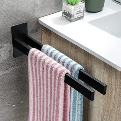 China No Heater Double Layer Towel Rack No Drilling Stainless Steel Towel Rack Bathroom Towel Rack No Drilling Square Bottom for sale