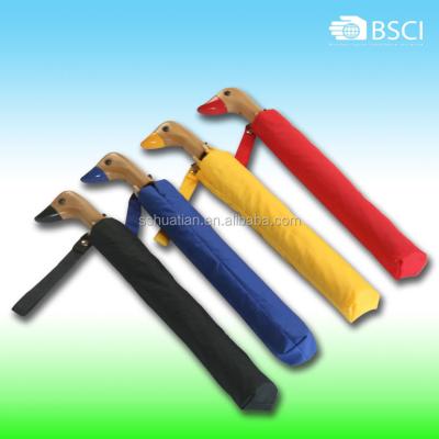 China All In 1 High Quality Auto Open Custom 2 Fold Umbrella With Duck Handle for sale