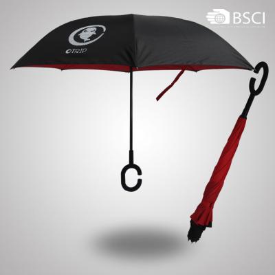 China Custom LOGO Double Layer Inverted Umbrella Windproof Portable Minimalist for sale