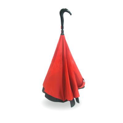 China All In 1 Double Canopy Reverse Umbrella For Car With C Handle Inverted Umbrella for sale