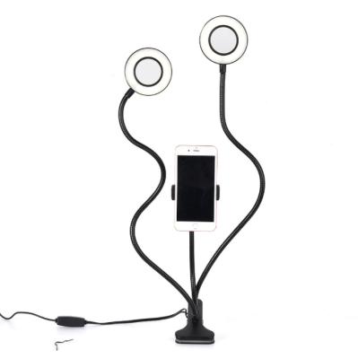 China Rotatable Dual Led Clip Type Selfie Ring Light With Phone Holder for sale