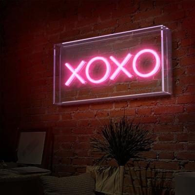 China Custom Neon Room Letter Light Led Neon Lamps With Acrylic Backdrop Box For Decoration for sale