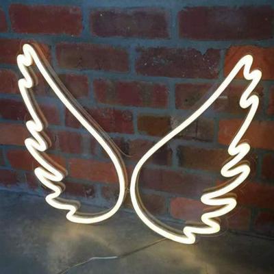 China Popular Garden Wall Mounted Acrylic Drift Angle Wing Neon Lights For Decoration for sale