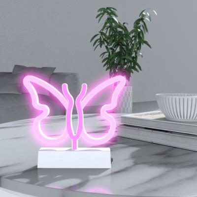 China 2021 office supply pink led neon tube lights popular butterfly light neon for sale