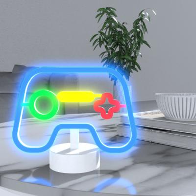 China Custom office desk led gamepad neon light sign with base for sale