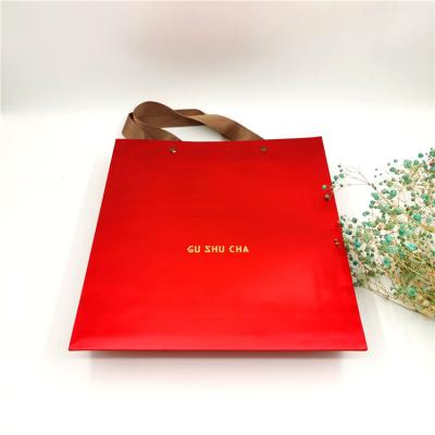 China Custom Logo Print Paper Bag Ribbon Handle Tote Bag Factory Boutique Shopping Clothes Recyclable for sale